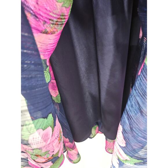 Vintage y2k 90's Nanette Lepore Navy Pink Floral A-line Dress Size 8 - Picture 6 of 11